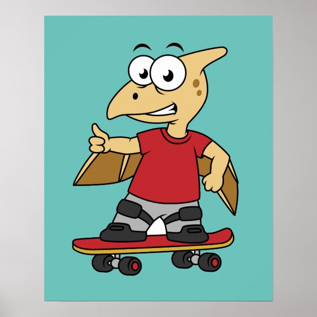 Illustration eines Pterosaurus Skateboarding. Poster (Vorne)