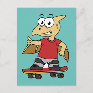 Illustration eines Pterosaurus Skateboarding. Postkarte
