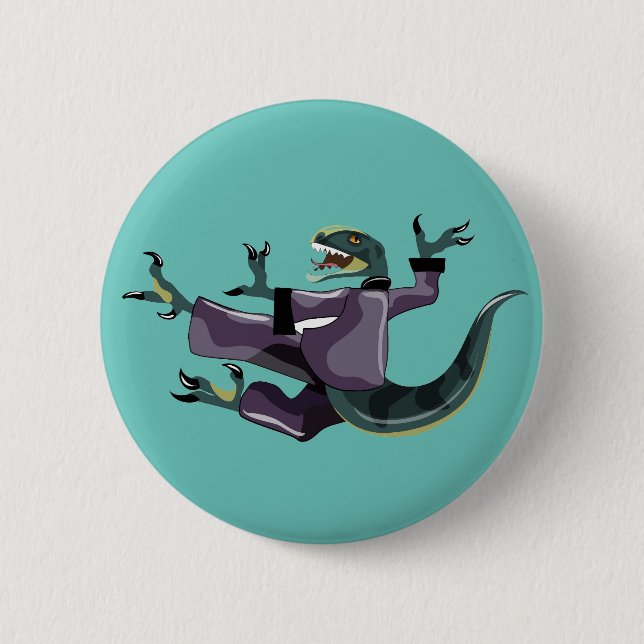 Illustration eines Raptor Darstellend Karate. Button (Vorderseite)