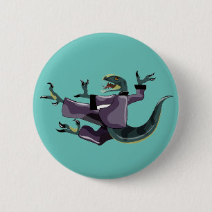 Illustration eines Raptor Darstellend Karate. Button