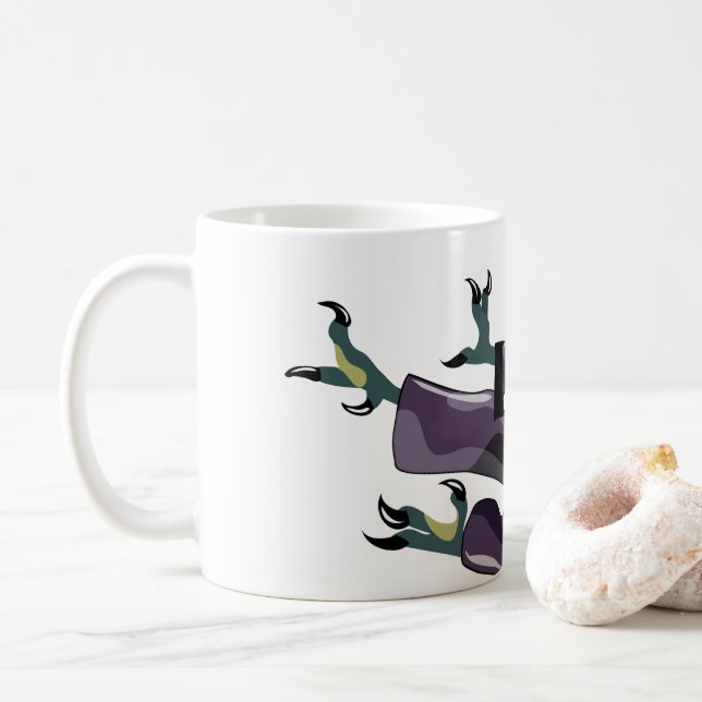 Illustration eines Raptor Darstellend Karate. Kaffeetasse (Mit Donut)
