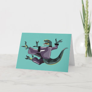 Illustration eines Raptor Darstellend Karate. Karte