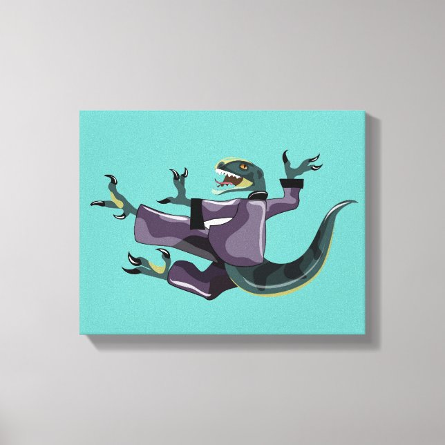 Illustration eines Raptor Darstellend Karate. Leinwanddruck (Vorderseite)