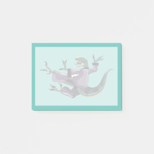 Illustration eines Raptor Darstellend Karate. Post-it Klebezettel