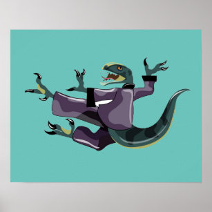 Illustration eines Raptor Darstellend Karate. Poster