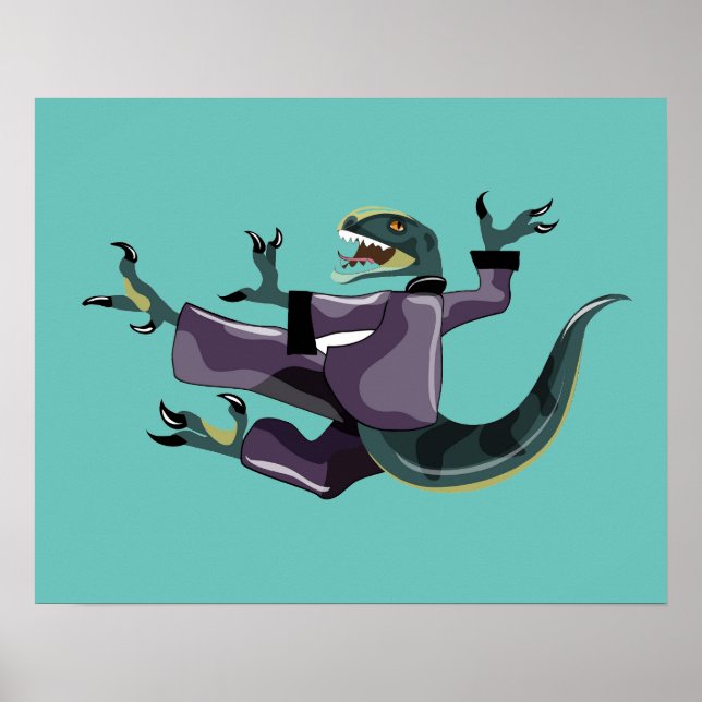 Illustration eines Raptor Darstellend Karate. Poster (Vorne)