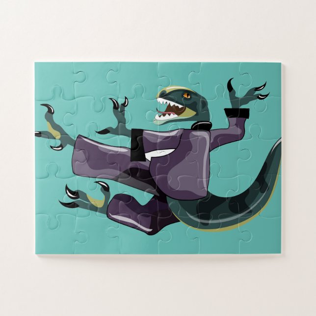 Illustration eines Raptor Darstellend Karate. Puzzle (Horizontal)
