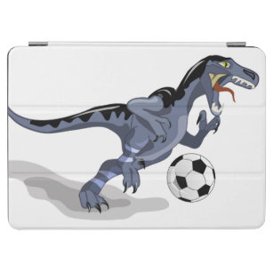 Illustration eines Raptor Dinosauriers, der Fußbal iPad Air Hülle