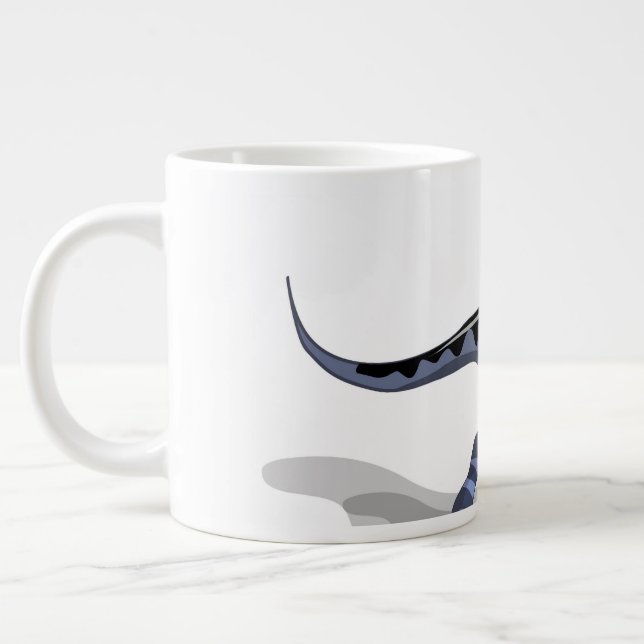 Illustration eines Raptor Dinosauriers, der Fußbal Jumbo-Tasse (Links)