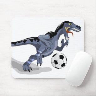 Illustration eines Raptor Dinosauriers, der Fußbal Mousepad