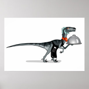 Illustration eines Raptor Food Kellners. Poster