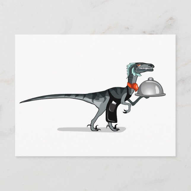 Illustration eines Raptor Food Kellners. Postkarte (Vorderseite)