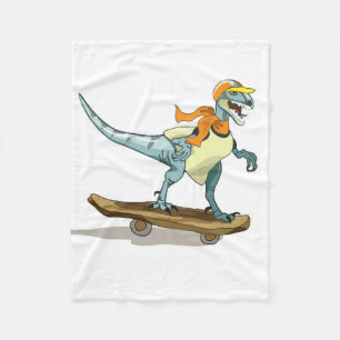 Illustration eines Raptor Skateboarding. Fleecedecke