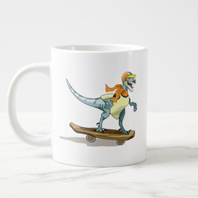 Illustration eines Raptor Skateboarding. Jumbo-Tasse (Links)