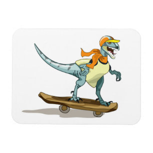 Illustration eines Raptor Skateboarding. Magnet