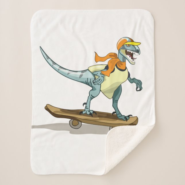Illustration eines Raptor Skateboarding. Sherpadecke (Vorderseite)