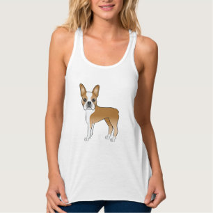 Illustration eines rehbraunen und weißen Boston-Te Tank Top