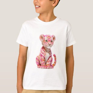 Illustration eines rosa gestreiften Tigerbabys für T-Shirt