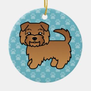 Illustration eines roten Norfolk-Terrier-Hundes im Keramikornament