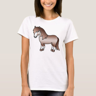 Illustration eines roten Roan-Shetland-Ponys als s T-Shirt