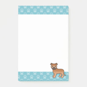 Illustration eines roten Staffordshire Bull Terrie Post-it Klebezettel