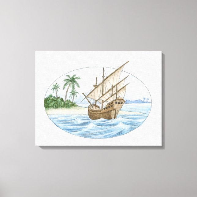 Illustration eines Schiffes aus dem 16. Jahrhunder Leinwanddruck (Vorderseite)