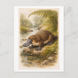 Illustration eines Schnabeltiers im Vintage-Stil Postkarte