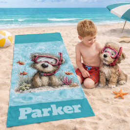 Illustration eines schnorchelnden Hundes Strandtuch
