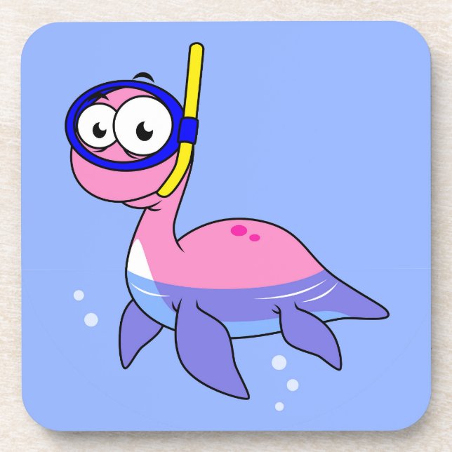 Illustration eines schnorchelnden Loch Ness Monste Getränkeuntersetzer (Vorderseite)
