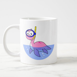 Illustration eines schnorchelnden Loch Ness Monste Jumbo-Tasse