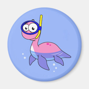 Illustration eines schnorchelnden Loch Ness Monste Magnet