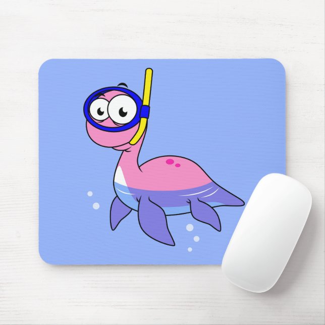 Illustration eines schnorchelnden Loch Ness Monste Mousepad (Mit Mouse)