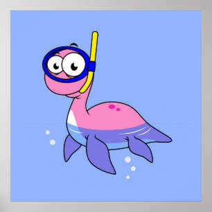 Illustration eines schnorchelnden Loch Ness Monste Poster