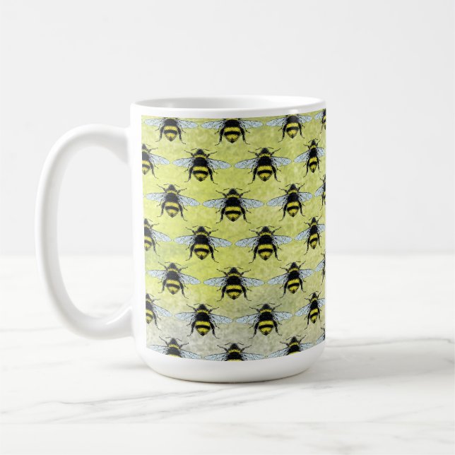 Illustration eines Schwarms von Honig-Hummeln Kaffeetasse (Links)