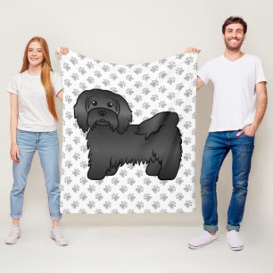 Illustration eines schwarzen Havanese Cartoon-Hund Fleecedecke