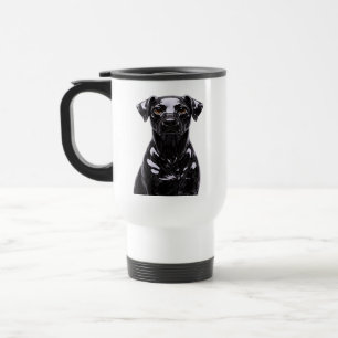 Illustration eines schwarzen Hundegesichts Reisebecher