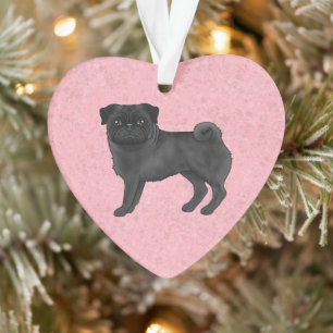 Illustration eines schwarzen Pug-Hundes mit indivi Ornament