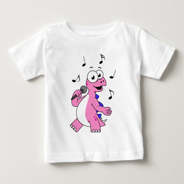 Illustration eines singenden Stegosaurus. Baby T-shirt (Vorderseite)
