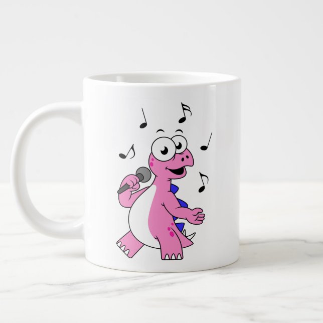 Illustration eines singenden Stegosaurus. Jumbo-Tasse (Links)