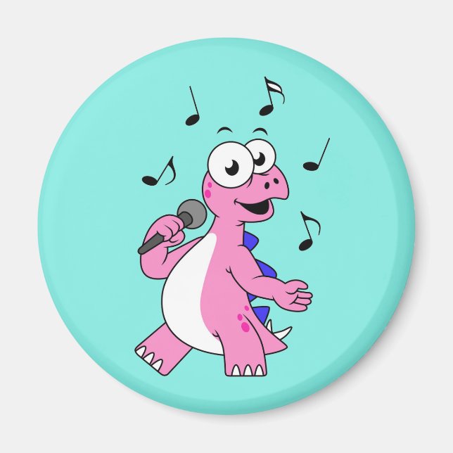 Illustration eines singenden Stegosaurus. Magnet (Vorne)