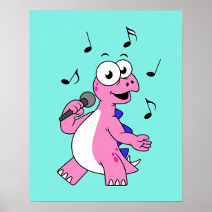 Illustration eines singenden Stegosaurus. Poster