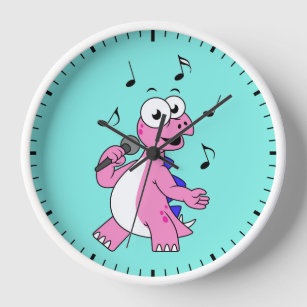 Illustration eines singenden Stegosaurus. Uhr