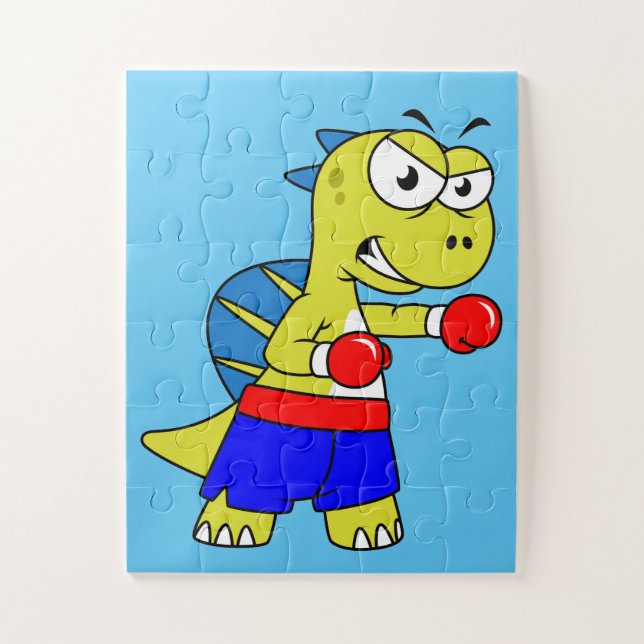Illustration eines Spinosaurus-Boxens. Puzzle (Vertikal)