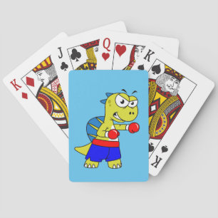 Illustration eines Spinosaurus-Boxens. Spielkarten