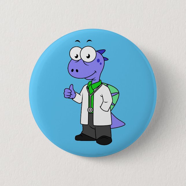 Illustration eines Spinosaurus-Doktors. Button (Vorderseite)