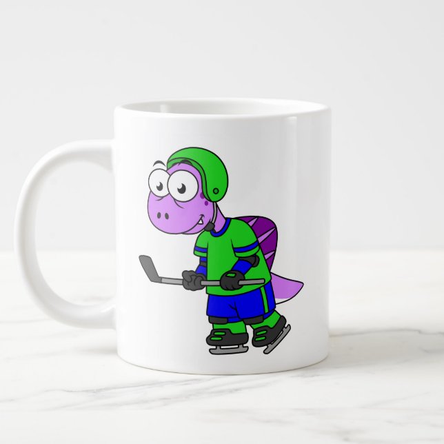 Illustration eines Spinosaurus-Hockeyspielers. Jumbo-Tasse (Links)