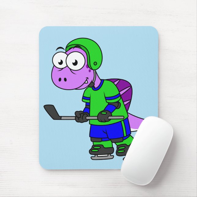 Illustration eines Spinosaurus-Hockeyspielers. Mousepad (Mit Mouse)