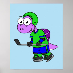 Illustration eines Spinosaurus-Hockeyspielers. Poster