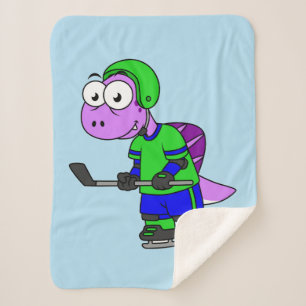 Illustration eines Spinosaurus-Hockeyspielers. Sherpadecke