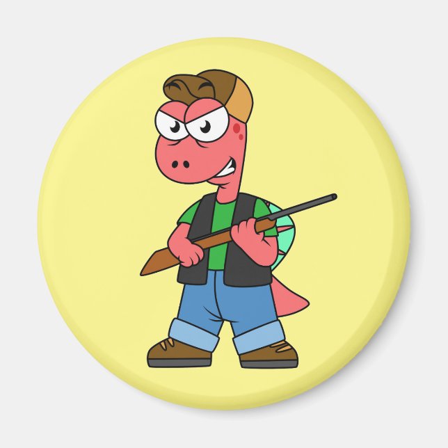 Illustration eines Spinosaurus-Jägers mit Schusswa Magnet (Vorne)